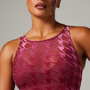 Savage x Fenty Risque Taker Sheer Plum Houndstooth Sports Bra Sm
